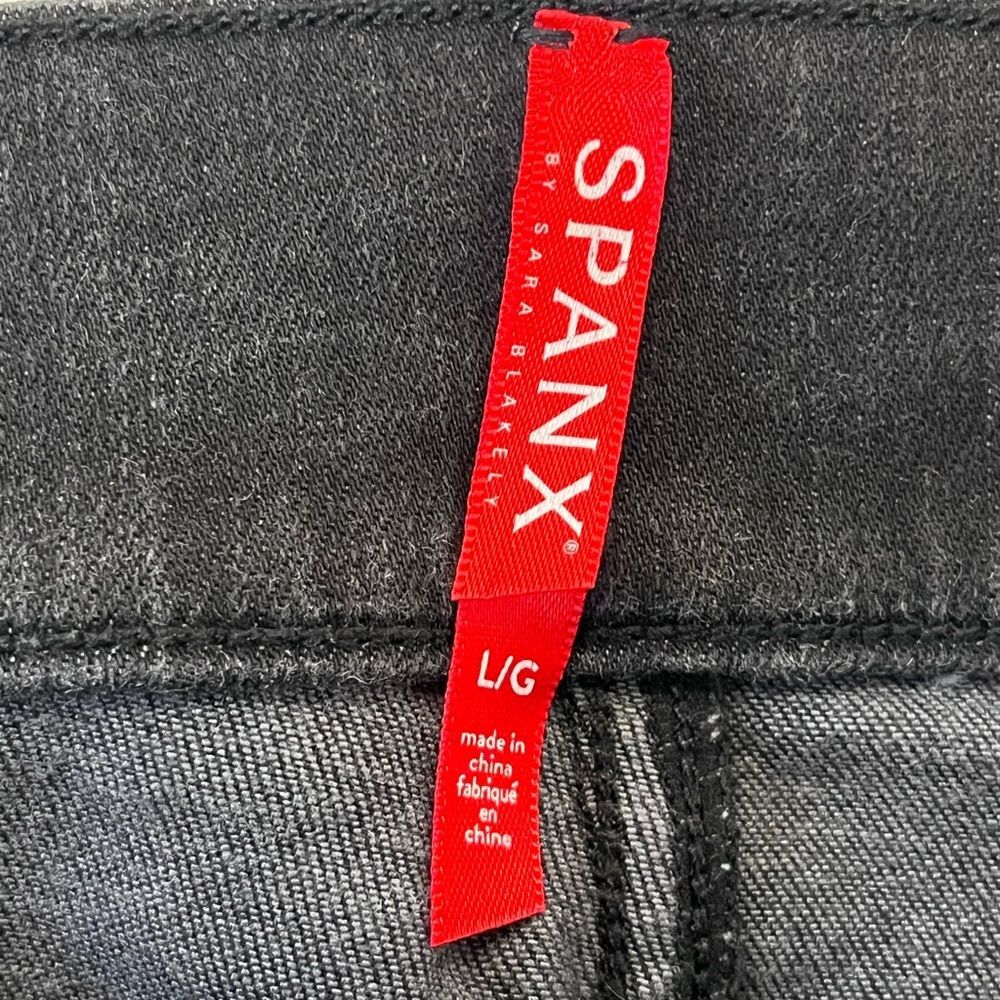SPANX | Black Skinny Jeans Legging Pull On Stretchy Raw Hem L - Picture 7 of 9